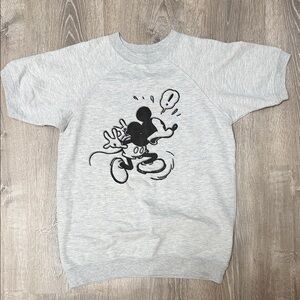 Disney Gray Mickey Mouse Graphic Sweatshirt short sleeve